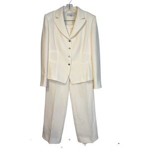 Tahari Pantsuit 2-Pieces Cream 4-Button Blazer & Pants Sz. 14 Career Professiona